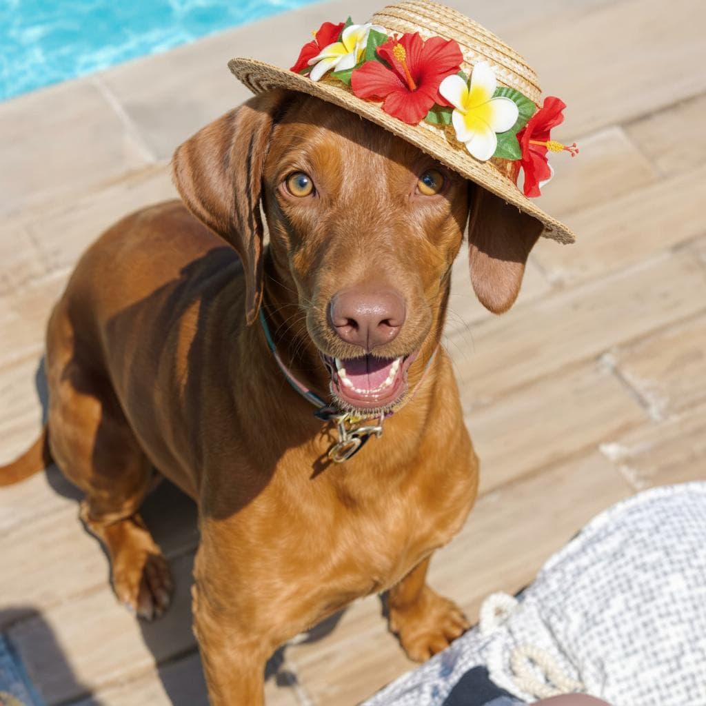 Straw Hat & Tropical Flower