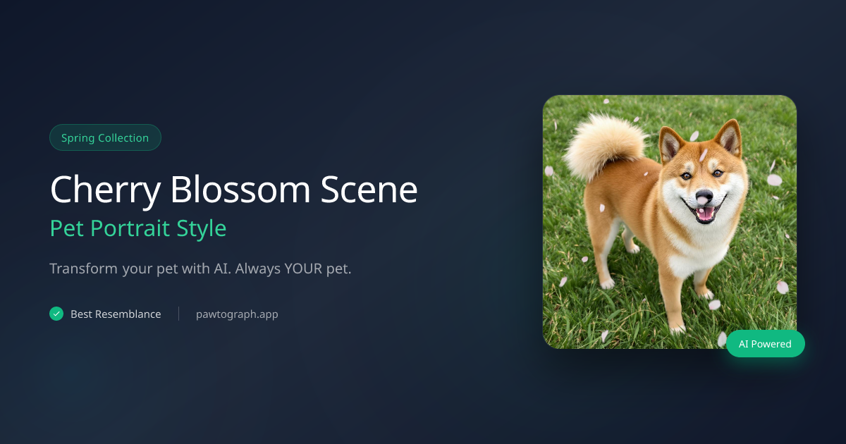 Cherry Blossom AI Pet Portrait - Japanese Spring Photo Editor | Pawtograph