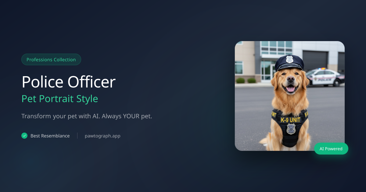 Police Officer Pet Portrait - K-9 Unit Photo Editor | Pawtograph