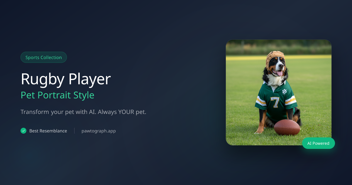 Rugby Player AI Pet Portrait - Sports Photo Editor | Pawtograph